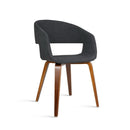 Set of 2 Timber Wood and Fabric Dining Chairs - Charcoal