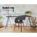 Set of 2 Timber Wood and Fabric Dining Chairs - Charcoal