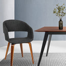 Set of 2 Timber Wood and Fabric Dining Chairs - Charcoal