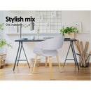 Set of 2 Timber Wood and Fabric Dining Chairs - Light Grey