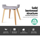 Set of 2 Timber Wood and Fabric Dining Chairs - Light Grey