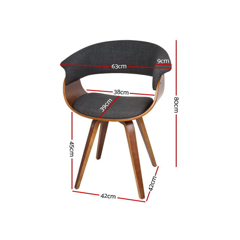 Timber Wood and Fabric Dining Chair - Charcoal