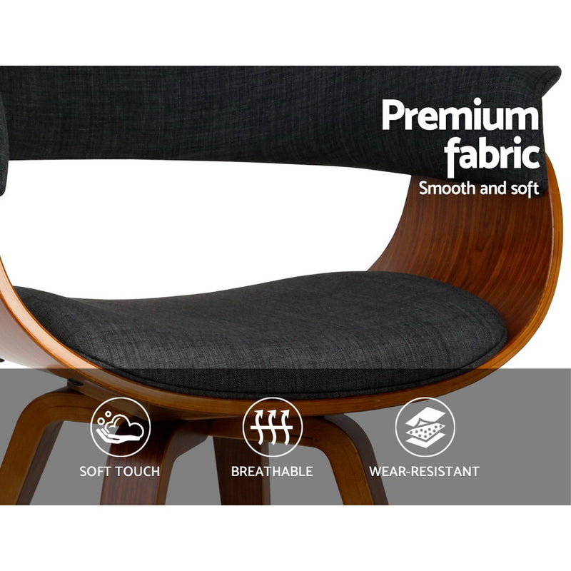 Timber Wood and Fabric Dining Chair - Charcoal