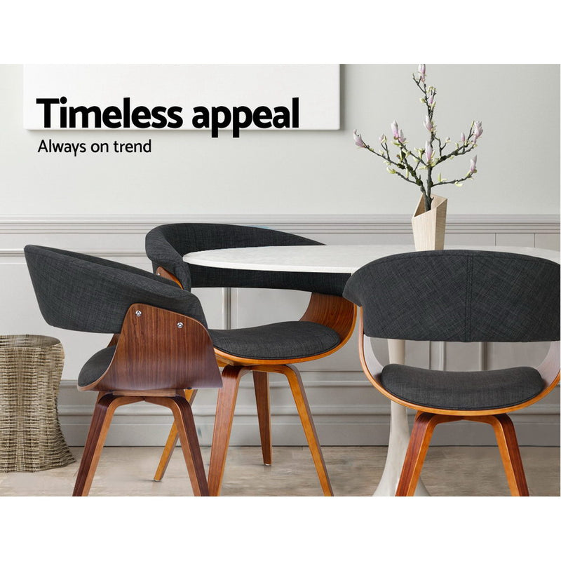 Timber Wood and Fabric Dining Chair - Charcoal