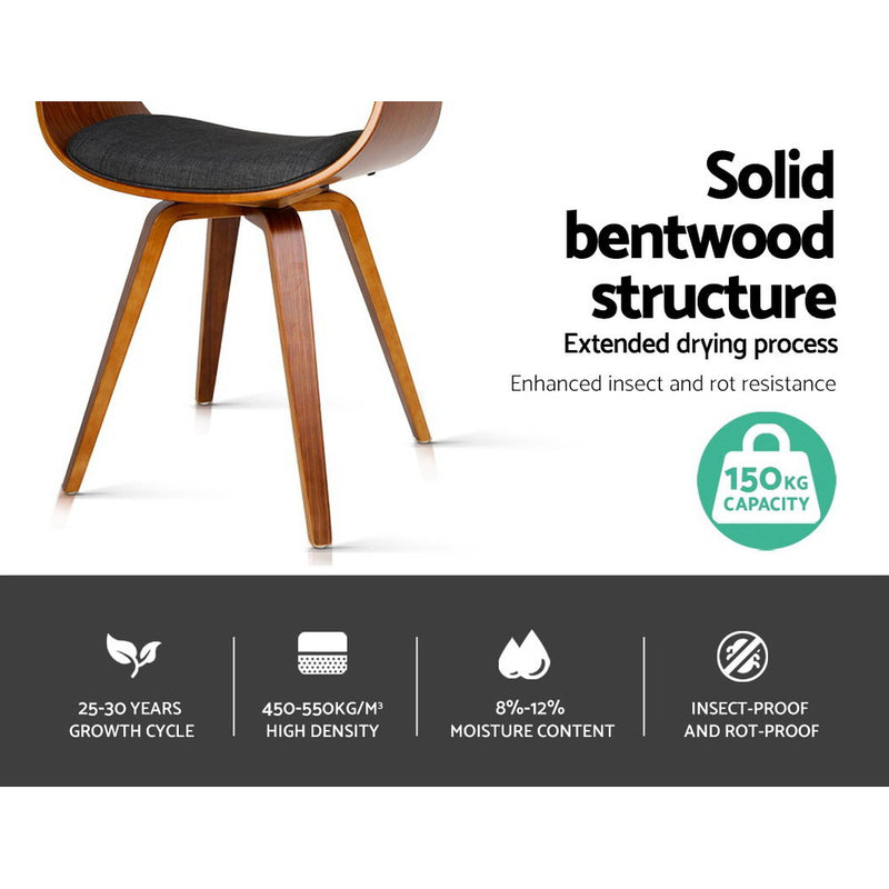 Timber Wood and Fabric Dining Chair - Charcoal