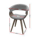 Dining chairs Bentwood Chair Kitchen Velvet Fabric Timber Wood Retro Grey