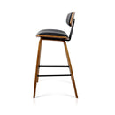 Set of 2 PU Leather Bar Stools - Black