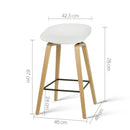 Set of 2 Wooden Backless Bar Stools - White