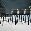 Set of 4 Felipe Wooden Bar Stools Swivel Bar Stool Kitchen Chairs Black