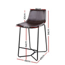 Set of 4 Bar Stools LEANNE Kitchen Bar Stool Leather Dining Chair Metal Black