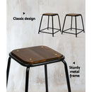 Set of 4 Pine Wood Bar Stools - Black