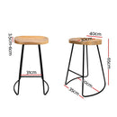 Set of 2 Wooden Backless Bar Stools - Natural