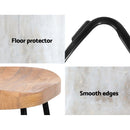 Set of 2 Wooden Backless Bar Stools - Natural