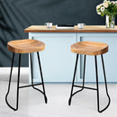 Set of 2 Wooden Backless Bar Stools - Natural