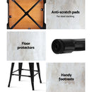 Set of 2 Wooden Backless Bar Stools- Black