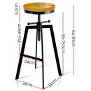 Adjutable Height Swivel Bar Stool - Black