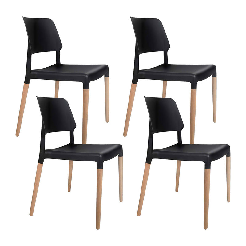 Set of 4 Wooden Stackable Dining Chairs - Black