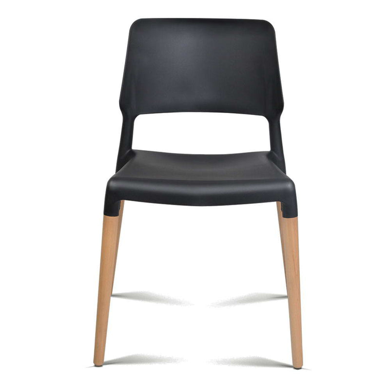 Set of 4 Wooden Stackable Dining Chairs - Black