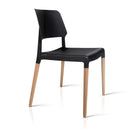 Set of 4 Wooden Stackable Dining Chairs - Black