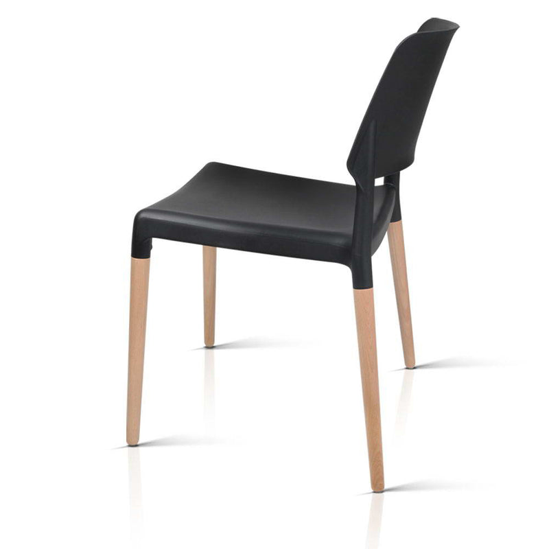 Set of 4 Wooden Stackable Dining Chairs - Black
