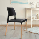 Set of 4 Wooden Stackable Dining Chairs - Black