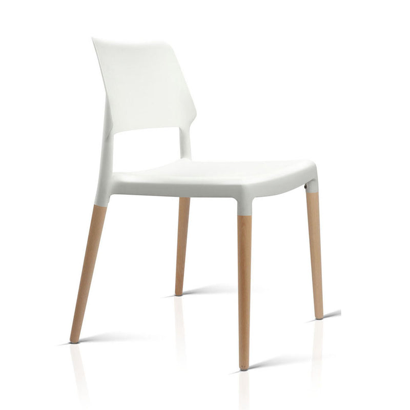 Set of 4 Wooden Stackable Dining Chairs - White