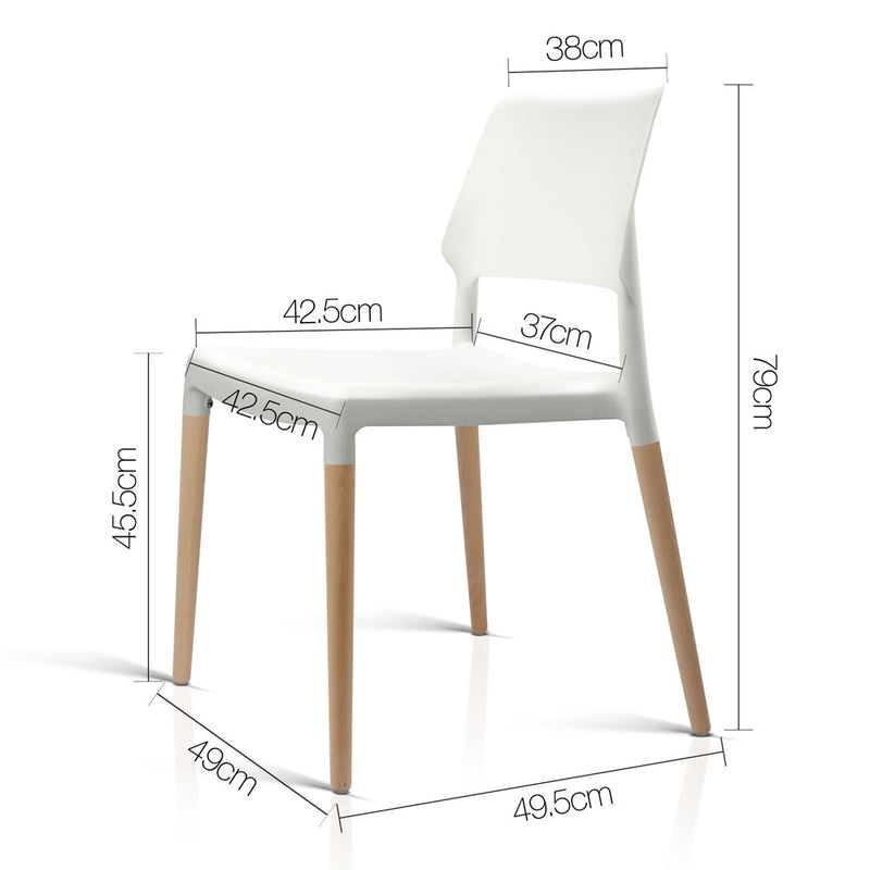 Set of 4 Wooden Stackable Dining Chairs - White