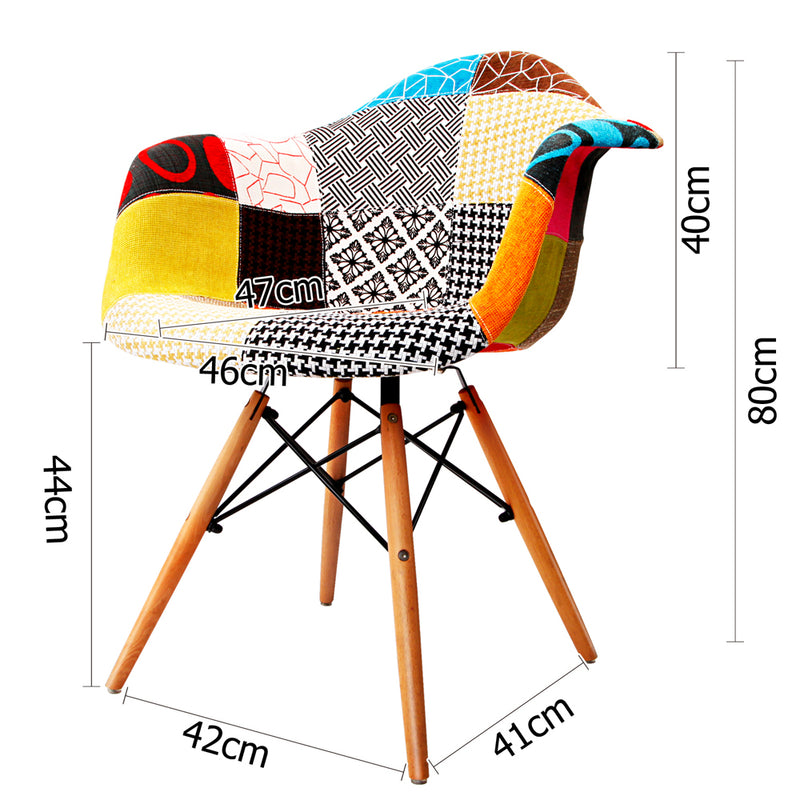 Set of 2 Fabric Dining Chairs