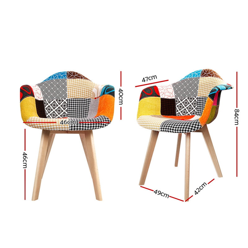 Set of 2 Fabric Dining Chairs