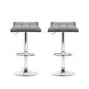 Set of 2 Fabric Bar Stools Swivel Bar Stool Dining Chairs Gas Lift Kitchen Grey