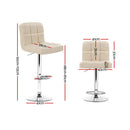 Set of 2 PU Leather Bar Stools NOEL Kitchen Chairs Swivel Bar Stool Gas Lift Beige