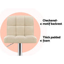 Set of 2 PU Leather Bar Stools NOEL Kitchen Chairs Swivel Bar Stool Gas Lift Beige