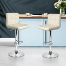 Set of 2 PU Leather Bar Stools NOEL Kitchen Chairs Swivel Bar Stool Gas Lift Beige