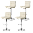 Set of 4 PU Leather Bar Stools NOEL Kitchen Chairs Swivel Bar Stool Gas Lift Beige