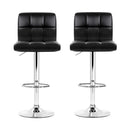 Set of 2 PU Leather Bar Stools - Black