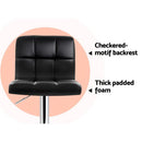 Set of 2 PU Leather Bar Stools - Black
