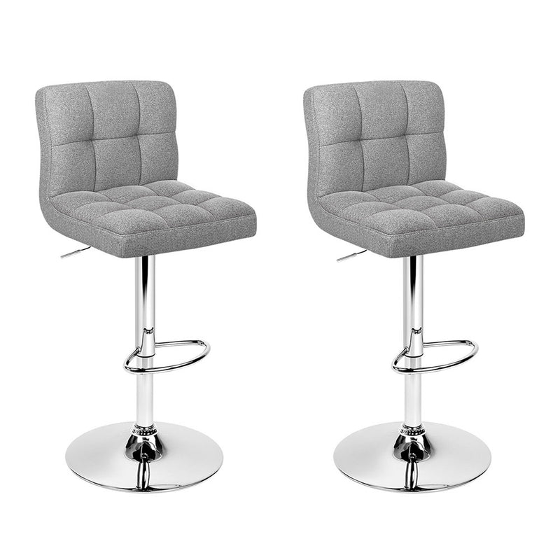 Set of 2 Fabric Bar Stools - Grey