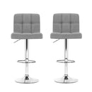 Set of 2 Fabric Bar Stools - Grey