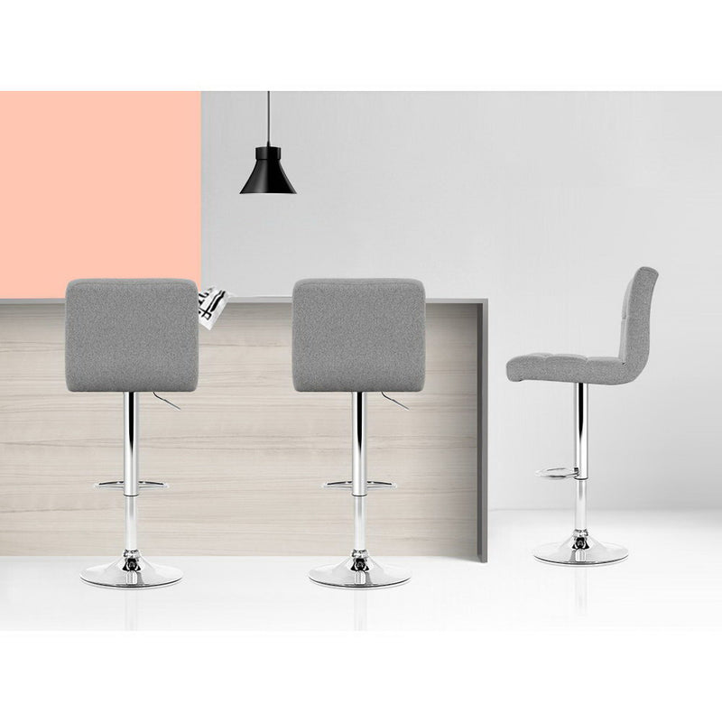 Set of 2 Fabric Bar Stools - Grey