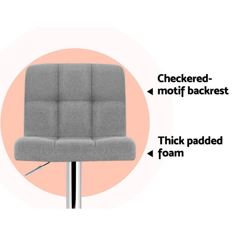 Set of 2 Fabric Bar Stools - Grey