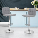 Set of 2 Fabric Bar Stools - Grey