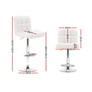 Set of 2 PU Leather Bar Stools - White