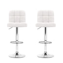 Set of 2 PU Leather Bar Stools - White