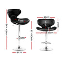 Set of 2 Bar Stools DINO Kitchen Swivel Bar Stool PU Leather Gas Lift Chairs Black