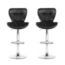 Set of 2 PU Leather Bar Stools - Black