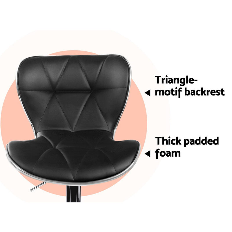 Set of 2 PU Leather Bar Stools - Black