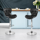 Set of 2 PU Leather Bar Stools - Black