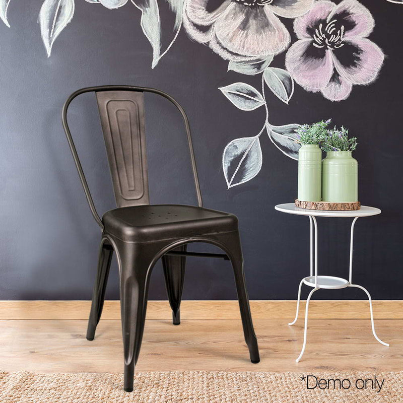 Set of 4 Metal Bar Stools - Gunmetal