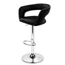 Set of 2 Gas Lift Bar Stools Swivel Chairs PU Leather Chrome Black