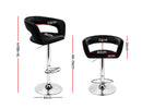 Set of 2 Gas Lift Bar Stools Swivel Chairs PU Leather Chrome Black